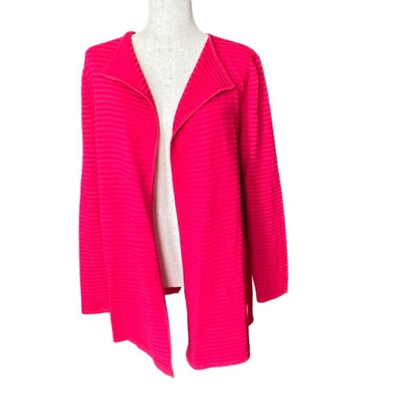 Talbots Cardigan Open Front Ribbed Pink-Fuchsia Size Small - Picture 1 of 13